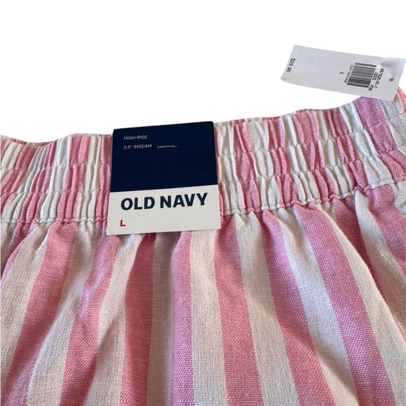 Old Navy Pink White Stripe Linen Blend Lounge Shorts Womens Size Large - Picture 3 of 5